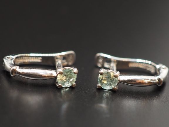 Серьги из серебра с натуральными бериллами - 56