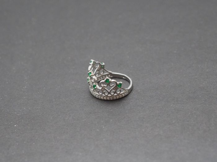 Серебряное кольцо 925 пробы с природными изумрудами 0.19 карат 3/3+ - 93